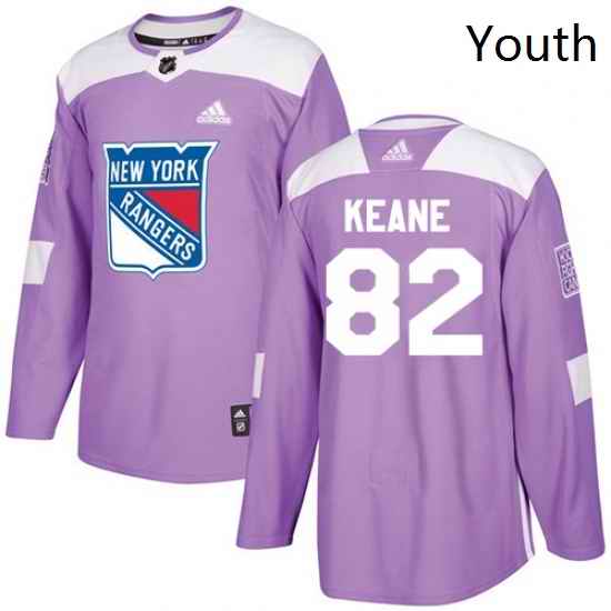 Youth Adidas New York Rangers 82 Joey Keane Authentic Purple Fights Cancer Practice NHL Jersey